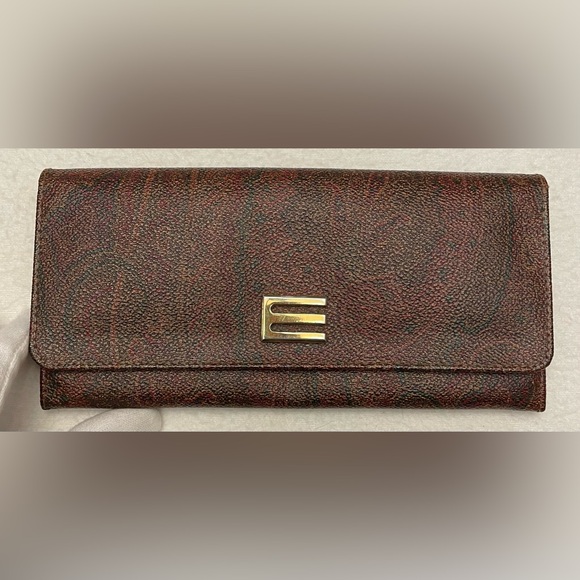 Etro Authentic Vintage Paisley PVC Long Wallet